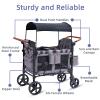 Stroller Wagon for 4 Kids, 4 Seater Wagon Stroller with Snack Tray, Large Storage Bag, Phone Cup Holder, Removable Canopy, Foldable Wagon Stroller 4 Seater with Adjustable Push Handles (Grey) view 3
