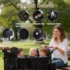 Stroller Wagon for 4 Kids, 4 Seater Wagon Stroller with Snack Tray, Large Storage Bag, Phone Cup Holder, Removable Canopy, Foldable Wagon Stroller 4 Seater with Adjustable Push Handles (Deep Black) view 2