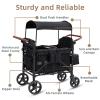 Stroller Wagon for 4 Kids, 4 Seater Wagon Stroller with Snack Tray, Large Storage Bag, Phone Cup Holder, Removable Canopy, Foldable Wagon Stroller 4 Seater with Adjustable Push Handles (Deep Black) view 3
