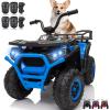 24V 4x4 Ride on Toys Car, BLISSRIDE Kids ATV Quad w/Kneepads, 5Mph Max Speed, Music, LED Lights, Rear Storage Rack, Big Tires, Safe Soft Start&Brake, Electric 4 Wheeler for Kids Boys Girls, A Blue view 1