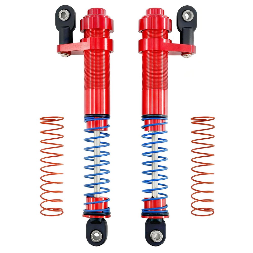 Adjustable Threaded Oil Shock Absorbers 80100mm with Offset Cap, Aluminum Dampers for 1/10 RC Crawler, 2PCS (Red)