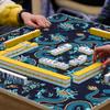 Cquwb Deep Blue Green Chinese Dragon Mahjong Mat 31.5"x31.5", Traditional Oriental Chinoiserie Non-Slip Noise Reduction Gaming Mat for American Mahjong Poker Card Board Games Dominoes view 3