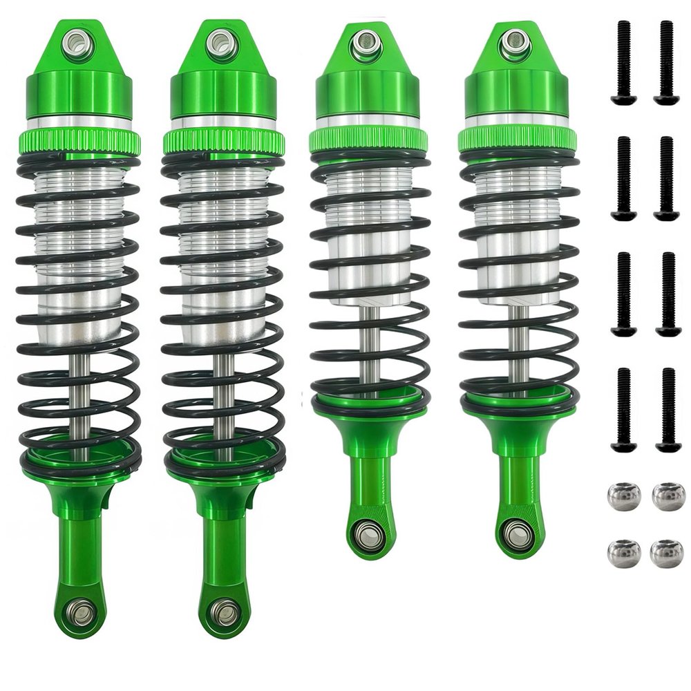 4PCS Aluminum Oil Shocks Front & Rear, 100mm/115mm Big Bore Shock Absorber Set for 1/10 RC Truck Upgrade (5862 Size Replacement) (Green)