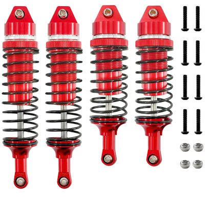 4PCS Aluminum Oil Shocks Front & Rear, 100mm/115mm Big Bore Shock Absorber Set for 1/10 RC Truck Upgrade (5862 Size Replacement) (Red)