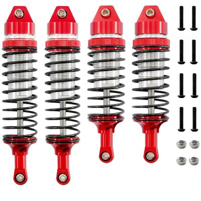 4PCS Aluminum Oil Shocks Front & Rear, 100mm/115mm Big Bore Shock Absorber Set for 1/10 RC Truck Upgrade (5862 Size Replacement) (Red & Silver)