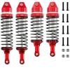 4PCS Aluminum Oil Shocks Front & Rear, 100mm/115mm Big Bore Shock Absorber Set for 1/10 RC Truck Upgrade (5862 Size Replacement) (Red & Silver) view 1