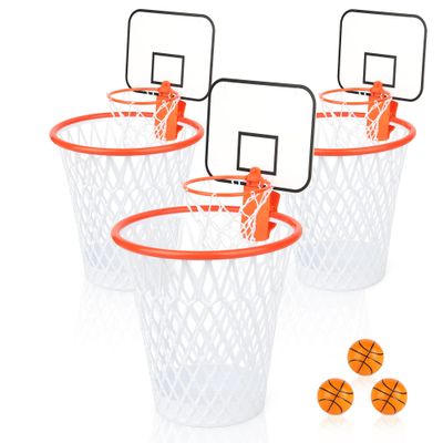 3pcs Trash Can Basketball Hoop, Basketball Hoop Trash Can Set, Wastebasket Includes Clip On Basketball Hoop and Flat Free Ball,Fun Basketball Gift for Office, Classroom, Living Room, Party, Gym
