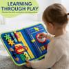 Montessori Busy Book for Toddlers 1-3 Busy Book for 1 Year Old, Sensory Busy Board with Zipper, Buckle, Velcro & Lacing, Fine Motor Skills, Hand-Eye Coordination, Travel Toy, Gift for Boys Girls view 2