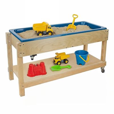 GREENGUARD Gold Certified Sand and Water Activity Table for Kids, Birch Plywood Classroom Sensory Play Table with Plastic Tub, Locking Casters, Storage Lid Indoor Learning & Montessori Play Table