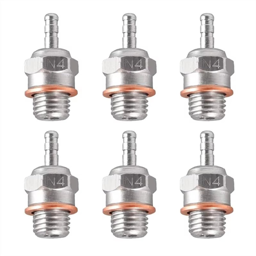 Compatible with Traxxas for Kyosho for HSP 1/8 1/10 RC Car Truck for Buggy 6Pcs Glow Plug N4 Hot for Spark for Nitro Engine Parts OS 8 RC Car Part Accessories