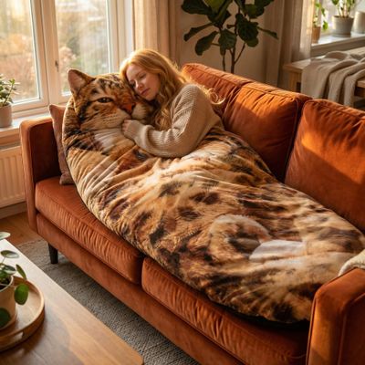 Adult Soft Sleeping Bag Plush Cat Envelope Sleeping Bag for Camping, Sleepovers & Home Lounging, Washable Warm Blanket 68.9x31.5 (cat B)