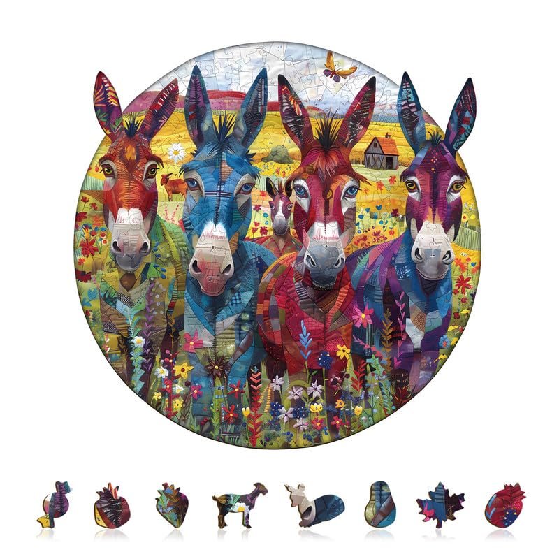 Jigfoxy Wooden Puzzles for Adults, Colored Donkey Wood Puzzles Adult