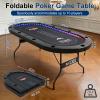 RAYKEEP LED Poker Table for 10 Players, 84" Folding Texas Holdem Blackjack Casino Table w/Inlaid 3-Color LED Light, Padded Rails & Cup Holders, Portable Card Game Table for Home Game Room & Parties view 3