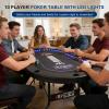 RAYKEEP LED Poker Table for 10 Players, 84" Folding Texas Holdem Blackjack Casino Table w/Inlaid 3-Color LED Light, Padded Rails & Cup Holders, Portable Card Game Table for Home Game Room & Parties view 4