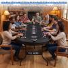 REAHOISY LED Poker Table for 10 Players, 84" Oval Foldable Texas Holdem Casino Table with Tri-Color LED Lights, Board Game Table for Home Game Room with 10 Cup Holders and Padded Armrests view 2