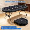 REAHOISY LED Poker Table for 10 Players, 84" Oval Foldable Texas Holdem Casino Table with Tri-Color LED Lights, Board Game Table for Home Game Room with 10 Cup Holders and Padded Armrests view 3