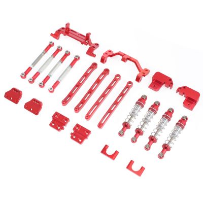 Rear axle Leaf Spring Upgrade Four-Link Rod Mount Set Suitable for 1/12 MN82 MN82S MN82PRO MN82T RC Cars for 1/12 MN82 LC79 RC Car Upgrade (New Red 12PCS (Hydraulic Shock Absorber))
