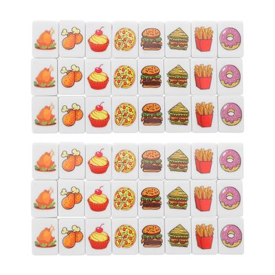 BESPORTBLE 1 Set Food-Themed Portable Mahjong Game: Two Player Mahjong Tile Set with Design - Travel Size Board Game for Beach, Picnic, Family Fun