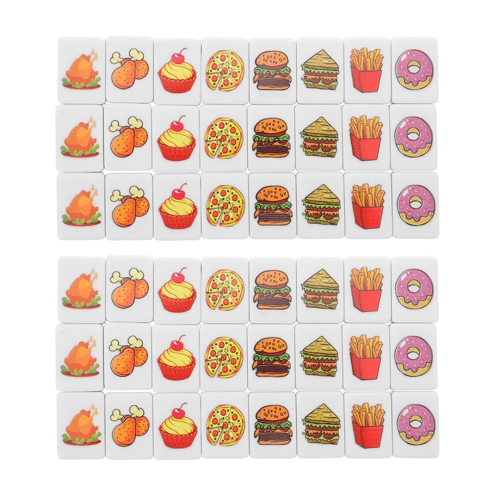 BESPORTBLE 1 Set Food-Themed Portable Mahjong Game: Two Player Mahjong Tile Set with Design - Travel Size Board Game for Beach, Picnic, Family Fun
