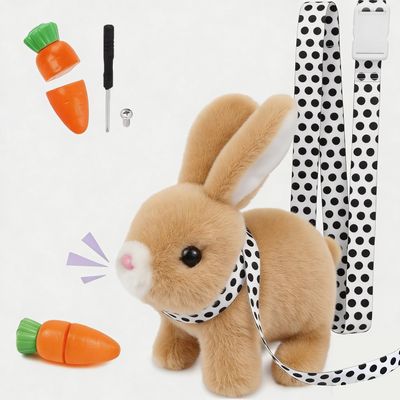 Easter Bunny Toy,Hopping Bunny Toy,Hopping Rabbit Plush Bunny Toy, Walks, Jumps, Sounds an Ideal Surprise Gift for Toddlers,Easter Toys for Toddlers(Brown)