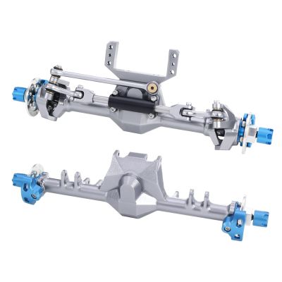 +9mm Aluminum Front and Rear Straight Axle Set with Hydraulic Style Steering Link 1/24 Scale for Axial SCX24 90081 C10,for Deadbolt (Titanium Set)