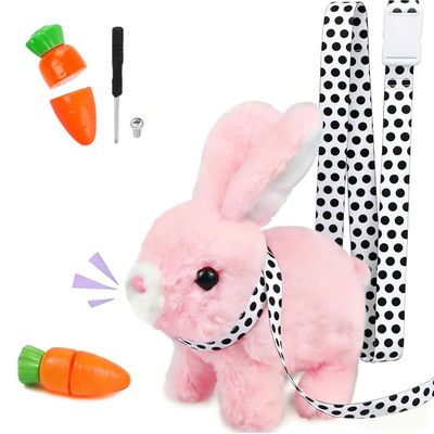 Easter Bunny Toy,Hopping Bunny Toy,Hopping Rabbit Plush Bunny Toy, Walks, Jumps, Sounds an Ideal Surprise Gift for Toddlers,Easter Toys for Toddlers(Pink)