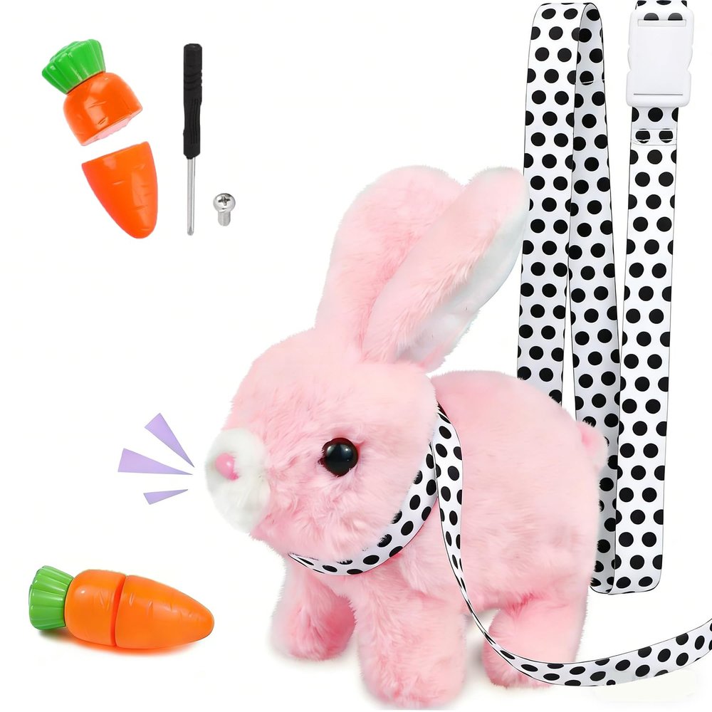 Easter Bunny Toy,Hopping Bunny Toy,Hopping Rabbit Plush Bunny Toy, Walks, Jumps, Sounds an Ideal Surprise Gift for Toddlers,Easter Toys for Toddlers(Pink)