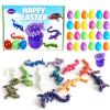 IRRONN 24Pcs Easter Eggs with 3D Printed Dragons Inside,Articulated 3D Printed Dragon for Easter Basket Stuffers,Fantasy Fidget Toyfor Kids Party Favors view 1