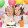 2PCS 3.5'' Pink Glitter Birthday Hair Bows, Birthday Girl Hair Accessories view 3