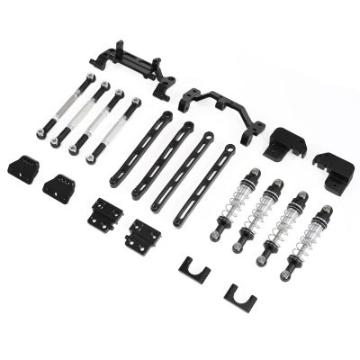 Rear axle Leaf Spring Upgrade Four-Link Rod Mount Set Suitable for 1/12 MN82 MN82S MN82PRO MN82T RC Cars for 1/12 MN82 LC79 RC Car Upgrade (New Black 12PCS (Hydraulic Shock Absorber))
