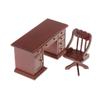 1:12 Scale Dollhouse Furniture Set - Wooden Writing Desk & Chair for Miniature Office view 2