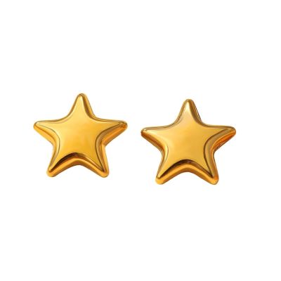 1 Pair Exquisite Stainless Steel Star Stud Earrings for Women(Gold)