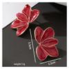 1pair Trendy Red Enamel Flower Petal Post Earrings for Women view 2