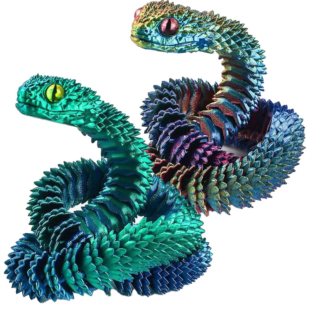 24-inch 3D Printed Snake, 2 Packs Flexible 3D Printed Animal Snake Stuff Decorative for Kids Home Decor Gifts for Valentine's Day Easter