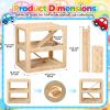 Essenhome Wooden Toy Car Display Case Compatible with Hot Wheels & Matchbox, 1/64 Scale Parking Garage Storage with Foldable Racing Ramp, Easy Pin-Style Assembly Shelf for Kids Room Decor (Large) view 2