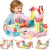 DEGIDEGI Electric Train Set for Kids, 115PCS Pink Anti-Gravity 3D Race Track with LED Light-Up Motorized Car, Magnetic Modular Building Kit, STEM Educational Toy Gift for Boys Girls Ages 3-8 view 1