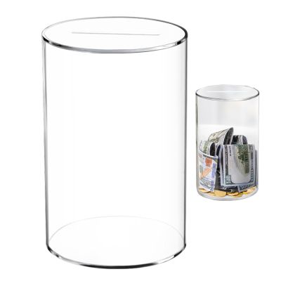 Acrylic Piggy Bank for Adult Kids, Unopenable Round Money Savings Jar, Reusable Transparent Saving Box Ornament for Home Dorm Bedroom Decor