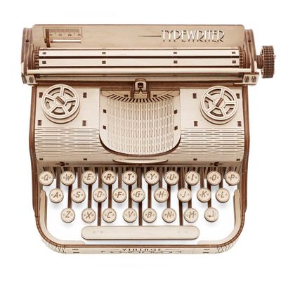 Vintage Typewriter 3D Wooden Puzzle Model Kit, Mechanical DIY Assembly with Realistic Typing Mechanism, Retro Desktop Display Piece
