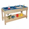 Wood Designs GREENGUARD Gold Certified Sand and Water Activity Table with Double Divided Plastic Tub, Dual Drain Faucets, Locking Casters & Storage Lid Birch Plywood Indoor Sensory Play Table view 1