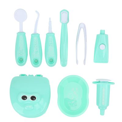 SUNGOOYUE Dentist Tools Model, 9pcs Set Children Dentist Check Tooth Model Set Role Playing Supplies Kits (Green)