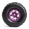 DUSTAIL 1.3 Aluminum Beadlock Wheels & Mud Terrain Tires Set for 1/18 1/24, -6.0mm Offset RC Crawler Car Fits TRX4M, Axial SCX24 AX24, Redcat Ascent-18, FCX24, 66 x 26mm, Pre-Assembled 4 pcs, Purple view 3