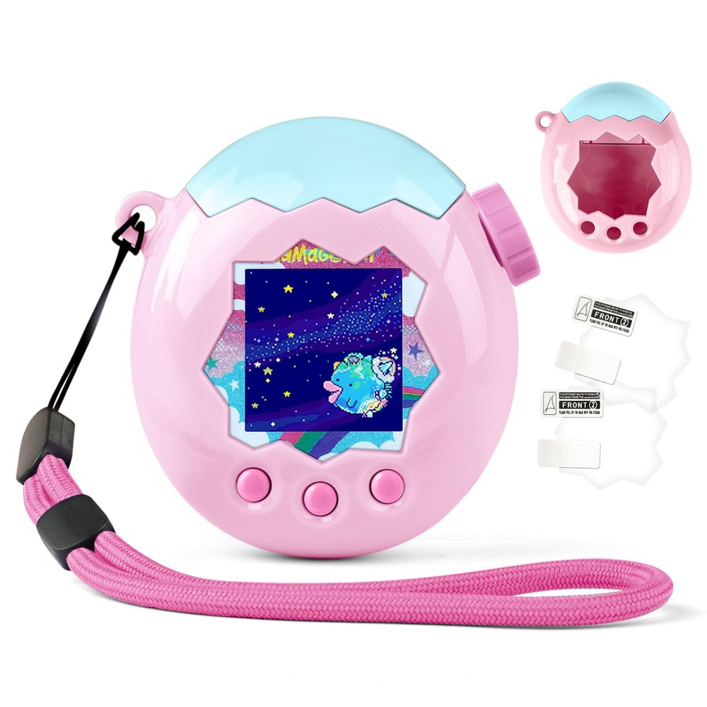 Case for Tamagotchi Paradise Electronic Pet - 2Pcs Screen Protector PC Protective Shockproof Cover with Lanyard for Tamagotchi Paradise Sleeve Toy (Pink)
