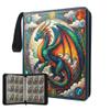 Trading Card Binder 9 Pocket, Deep Blue Dragon Card Binder Holds 900 Cards with 50 Removable Sleeves, Waterproof PU Leather Zipper Card Collector Album Book Compatible with TCG/Sports/Baseball Cards view 1