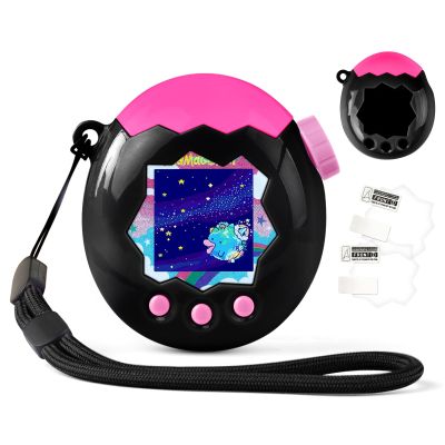 Case for Tamagotchi Paradise Electronic Pet - 2Pcs Screen Protector PC Protective Shockproof Cover with Lanyard for Tamagotchi Paradise Sleeve Toy (Black)