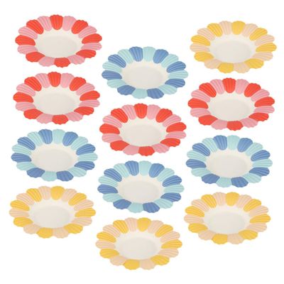 jojofuny 150pcs Flower-shaped Disposable Dessert Plates Party Tableware Party Supplies Red Yellow Blue Paper Plates for Birthday Celebrations