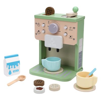 Focket Coffee Maker Toy for Kids, Wooden Kitchen Set with Safe Paint, Encourages Creativity Hand Eye Coordination for Toddlers Age 3