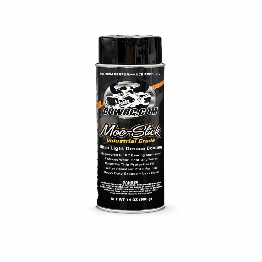 CowRC Moo-Slick Industrial Grade Ultra Light Grease Coating for RC Bearings, Gears and Linkages, Water Resistant PTFE Formula, 14 oz Cow RC
