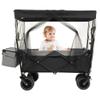Heavy-Duty Collapsible Wagon with Canopy and All-Terrain Wheels for Outdoor Transport, Camping, Shopping, Gardening, and Sports Use (Black + Steel-1) view 2