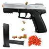 Black and Silver Shell Ejecting Toy Pistol, STEM Gift for Teenagers, Continuous Shooting with 2 Mags & 100 Foam Bullets, Safe Target Practice view 1