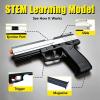 Black and Silver Shell Ejecting Toy Pistol, STEM Gift for Teenagers, Continuous Shooting with 2 Mags & 100 Foam Bullets, Safe Target Practice view 4